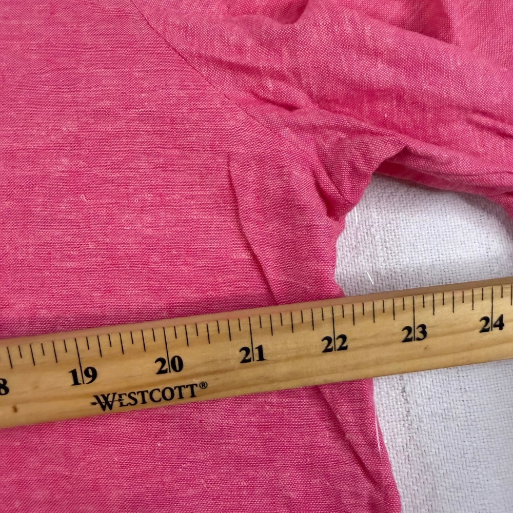 Lands End Womens XXL Pink Linen Blend Split Neck 3/4 Sleeve Tunic Top 1936 - Picture 6 of 7